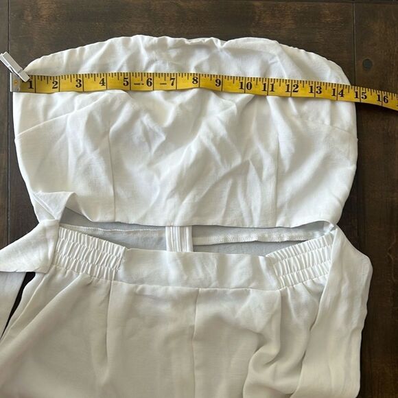 Boho Strapless Cut Out Tube Top Romper Casual Belted Wide Leg Jumpsuit - Picture 11 of 16